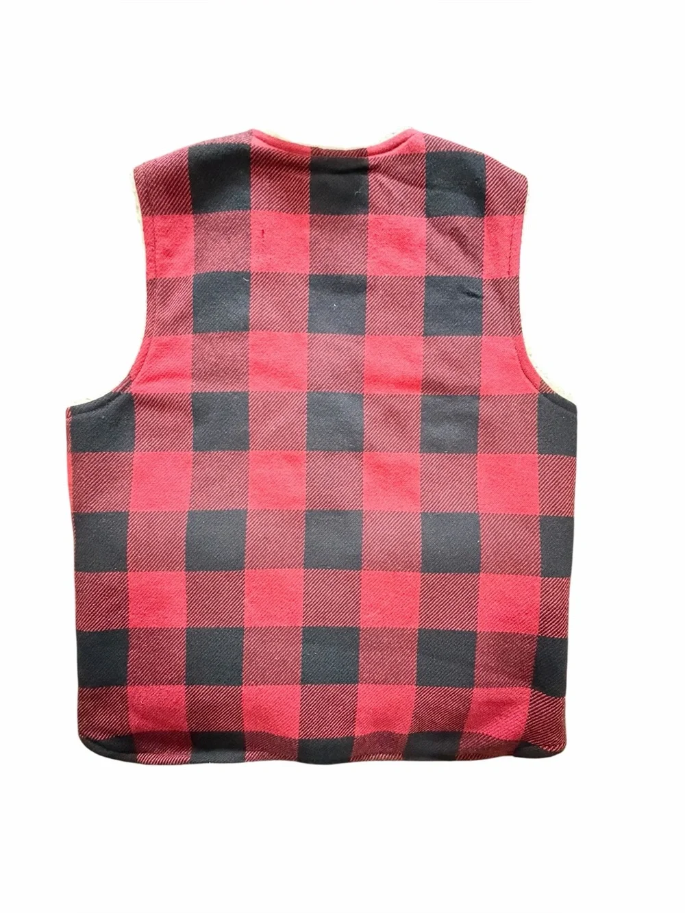 Ralph Lauren Denim & Supply Wool Blend Buffalo Plaid Sherpa Lined Vest Rustic